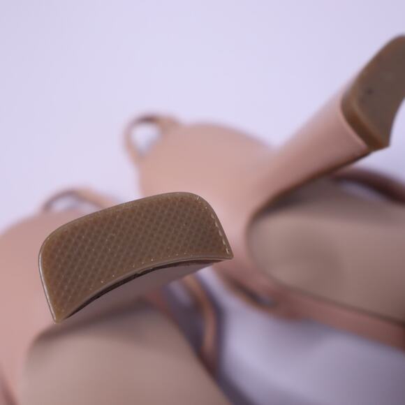 STEVE MADDEN Elizabeth Sandal Flared Heel Square Toe Nude Beige Women's 7.5M - Picture 7 of 10